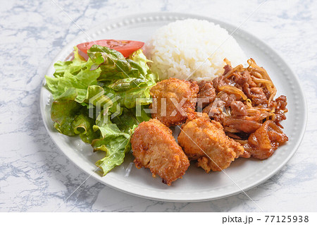 唐揚げ焼き肉ランチ 唐揚げ焼き肉ランチ 77125938