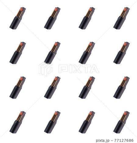 Nude lipstick make up beauty pattern on white background Nude lipstick make up beauty pattern on white background 77127686