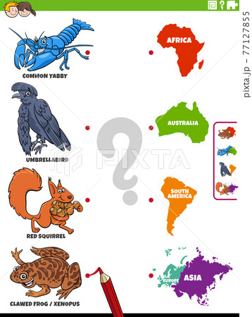 match animal species and continents educational... - Stock Illustration  [77127855] - PIXTA