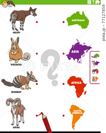 match animal species and continents educational... - Stock Illustration  [77127859] - PIXTA