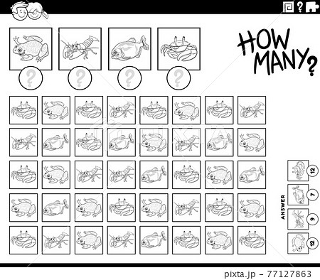 how many cartoon animals counting task coloring book page how many cartoon animals counting task coloring book page 77127863