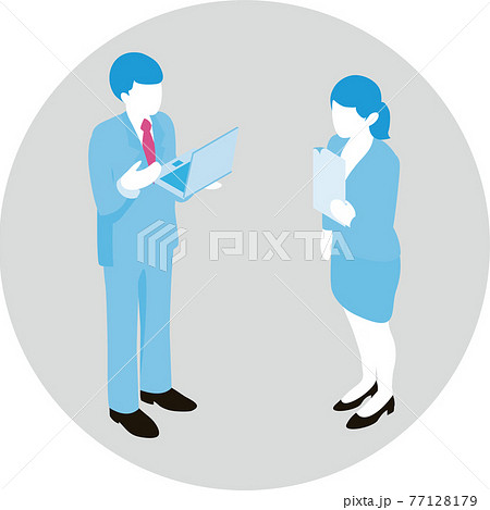 ビジネス 人物 会社 アイソメトリック 男性 女性 イラストのイラスト素材
