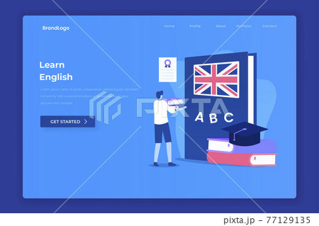 English lesson illustration landing page. Illustration for websites, landing pages, mobile applications, posters and banners. 77129135