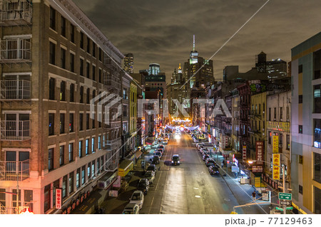 Chinatown at night, New York City, United States of America. 77129463