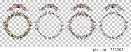Fancy and antique round frameset vector pink 77130544