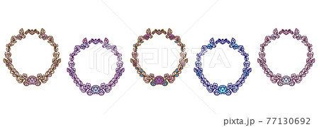 カラフルなお花のフレームセット ベクター 透過のイラスト素材