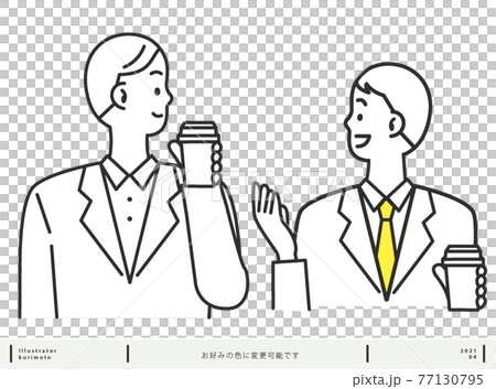 先輩と会話する部下 男性 色変更可能 77130795