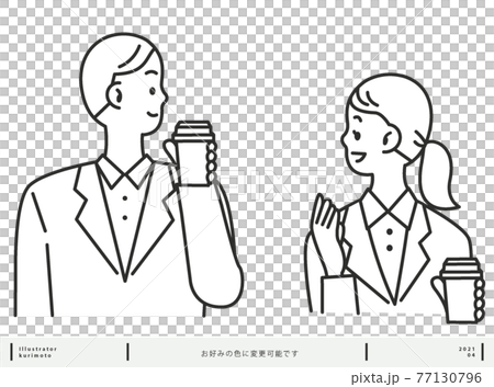 先輩と会話する部下 男女 色変更可能 77130796