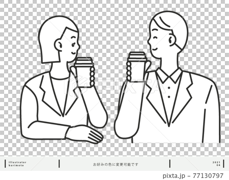 同僚と会話する　男女 色変更可能 77130797