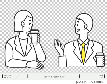 先輩と会話する部下 男女 色変更可能 77130802