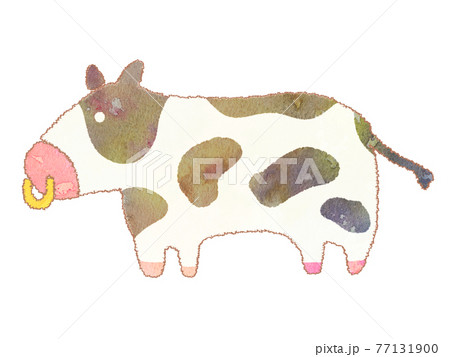 水彩風の牛のイラスト 77131900