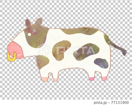 水彩風の牛のイラスト 77131900