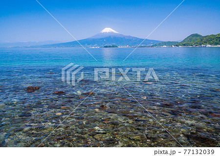 (静岡県)伊豆の海岸から見る、駿河湾越しの富士山 (静岡県)伊豆の海岸から見る、駿河湾越しの富士山 77132039