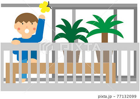 ベランダでの子供の危険な行為 表から見たイメージ のイラスト素材
