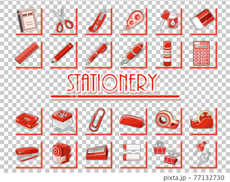 Stationery, writing utensils, office supplies (red) Icon set / Illustration material Stationery, writing utensils, office supplies (red) Icon set / Illustration material 77132730