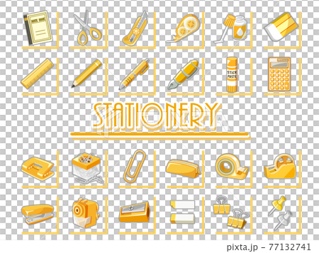 文房具・筆記用具・事務用品 (黄色)アイコンセット/イラスト素材 文房具・筆記用具・事務用品 (黄色)アイコンセット/イラスト素材 77132741