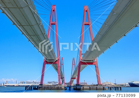 名古屋市　青空と名港トリトン（名港西大橋） 77133099