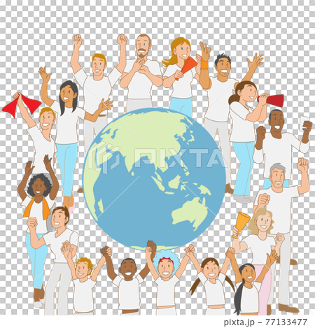 People from all over the world surrounding the earth 77133477