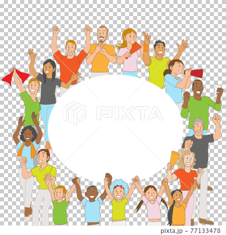 Frame material for multi-ethnic people in a circle 77133478