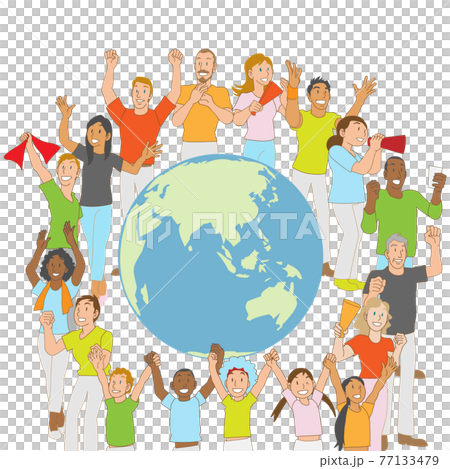 Multi-ethnic people surrounding the earth Multi-ethnic people surrounding the earth 77133479
