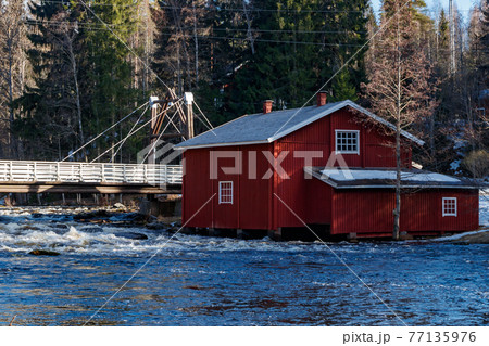 Old mill on the river Jokelanjoki, Kouvola, Finland 77135976