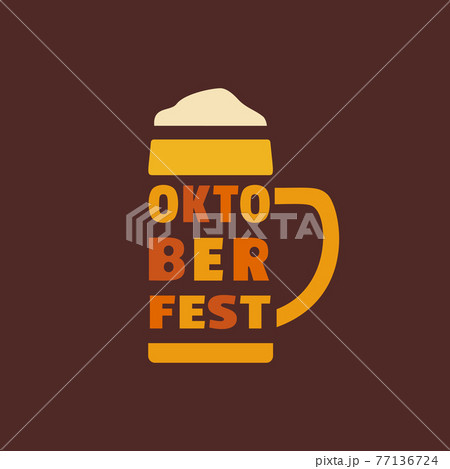 Oktoberfest Beer Mug typography simple vector icon 77136724