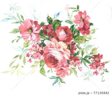 透明水彩 水彩画 花 77136882