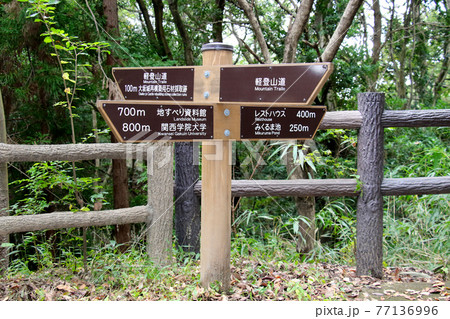 兵庫県立甲山森林公園の行先表示板　全体をアップで 77136996