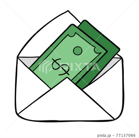 Cartoon vector illustration of dollar money in envelope. Cartoon vector illustration of dollar money in envelope. 77137066