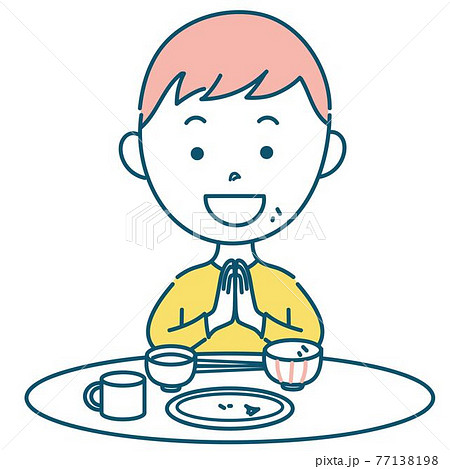 元気にごちそうさまをする男の子のイラスト素材のイラスト素材