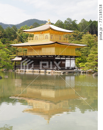 春の金閣寺 こけらぶき屋根のふき替え後 春の金閣寺 こけらぶき屋根のふき替え後 77138538