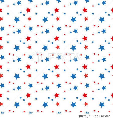 American patriotic stars seamless pattern in bright red, blue and white. Independence day vector background. 77138562