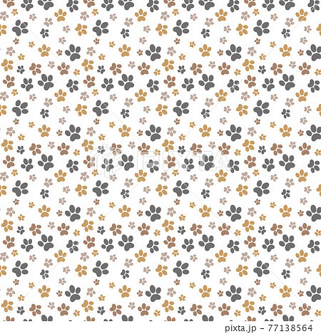 Seamless pet paw pattern background. Dog or cat paw wallpaper illustration footprint. 77138564