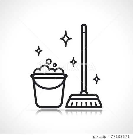 cleaning broom and bucket icon 77138571