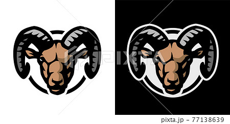 Ram head, logo. On a light and dark background. Vector illustration. Ram head, logo. On a light and dark background. Vector illustration. 77138639