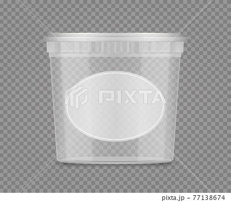Transparent bucket mockup with label for cheese, ice cream, mayonnaise, yogurt 77138674