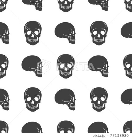 Human skulls on white seamless pattern 77138980