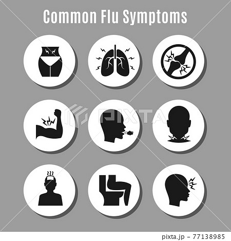 Flu influenza sickness symptoms icons Flu influenza sickness symptoms icons 77138985