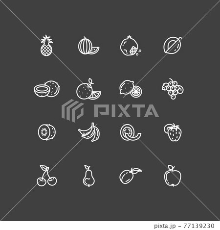 White fruits thin line icons set White fruits thin line icons set 77139230