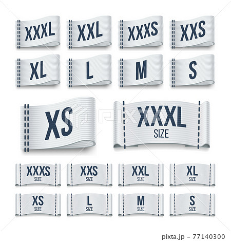 Size clothing fabric ribbon labels. Garment tags set Size clothing fabric ribbon labels. Garment tags set 77140300