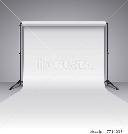 Empty white photo studio backdrop. Realistic photographer studio backdrop 77140334