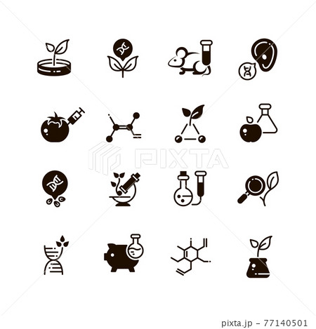 Genetic modification biotechnology and dna research micro icons Genetic modification biotechnology and dna research micro icons 77140501