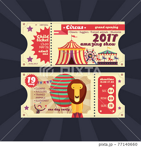 Circus magic show ticket vintage design isolatedのイラスト素材
