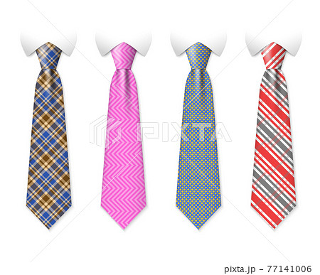 Neck Ties Templates With Plaid Texture Designのイラスト素材
