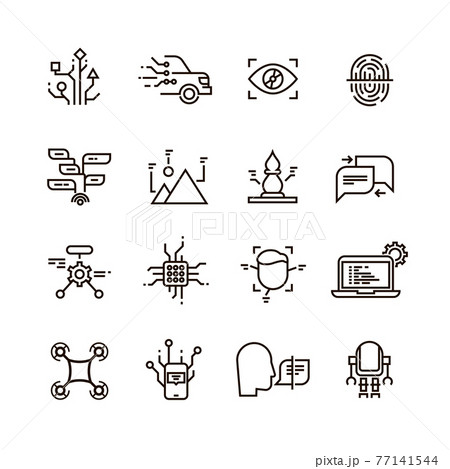 Neural network, artificial intelligence line icons. Face, speech and image recognition Neural network, artificial intelligence line icons. Face, speech and image recognition 77141544