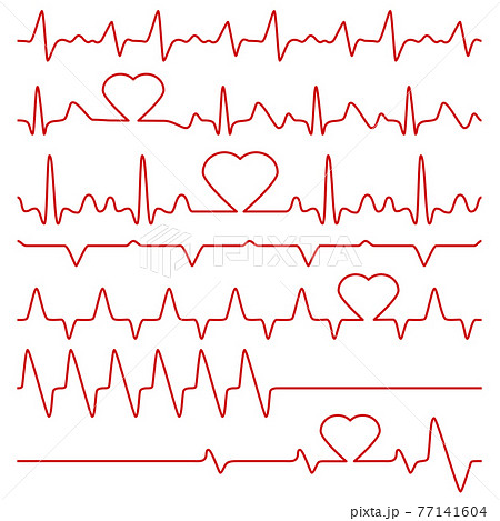Cardiogram and pulse symbols with heart shape Cardiogram and pulse symbols with heart shape 77141604