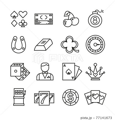 Gambling, casino, poker thin line simple icons 77141673