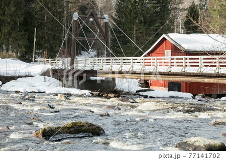 Dam and threshold on the river Jokelanjoki, Kouvola, Finland 77141702