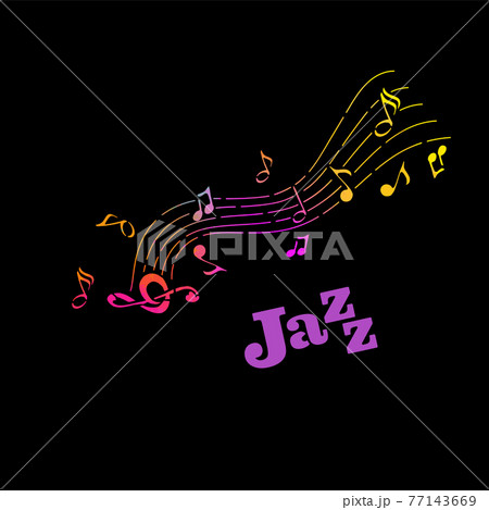 Abstraction of the note. Multicolored musical abstraction jazz. Vector illustration 77143669