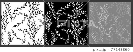 Seamless monochrome floral background. Dark and light background. Vector illustration 77143860